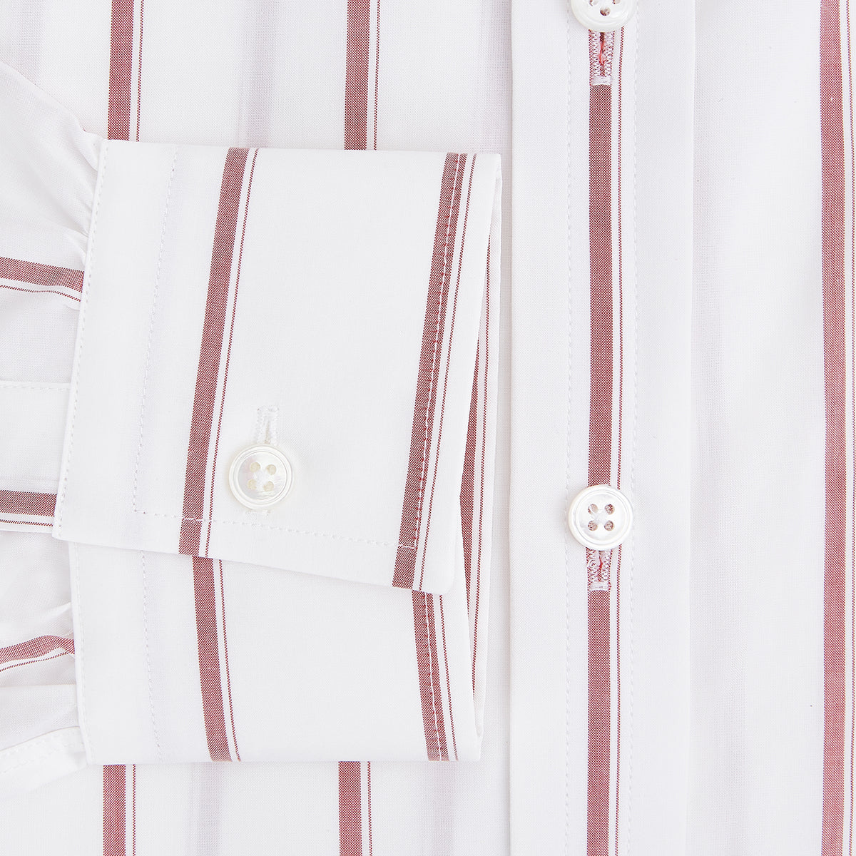 View 4 of product Track Striped Red on White Weekend Fit Shirt in Cotton