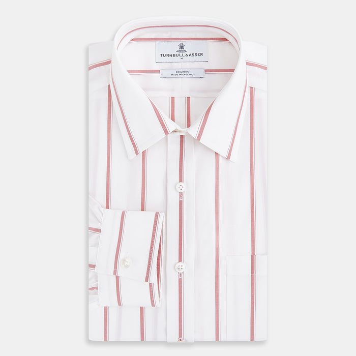 SHIRTS WF DERBY COLLAR 1BC 1PKT WHITE/DARK RED STR Image 4