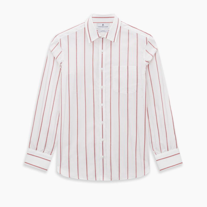 SHIRTS WF DERBY COLLAR 1BC 1PKT WHITE/DARK RED STR Image 6
