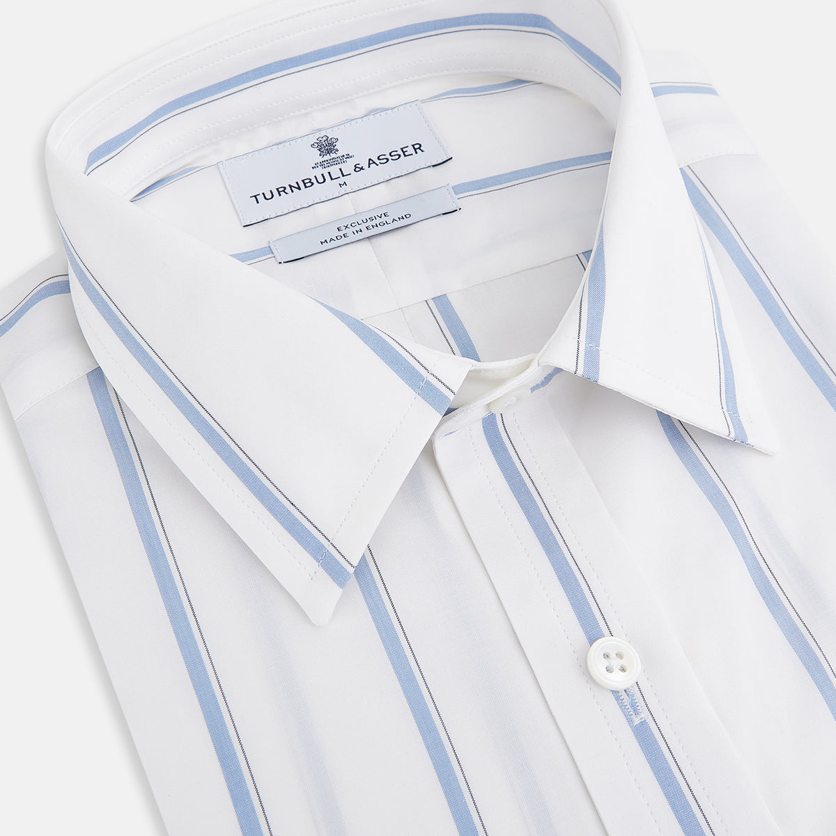 View 2 of product Track Striped Blue on White Weekend Fit Shirt in Cotton