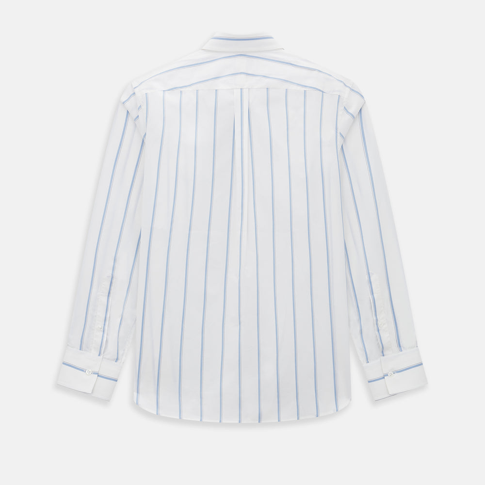 Track Striped Blue on White Weekend Fit Shirt in Cotton