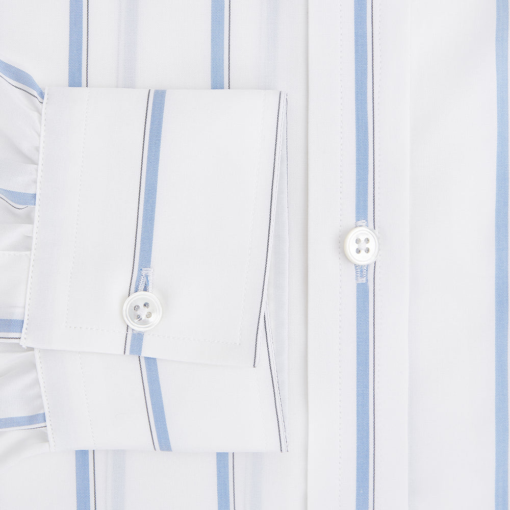 Track Striped Blue on White Weekend Fit Shirt in Cotton