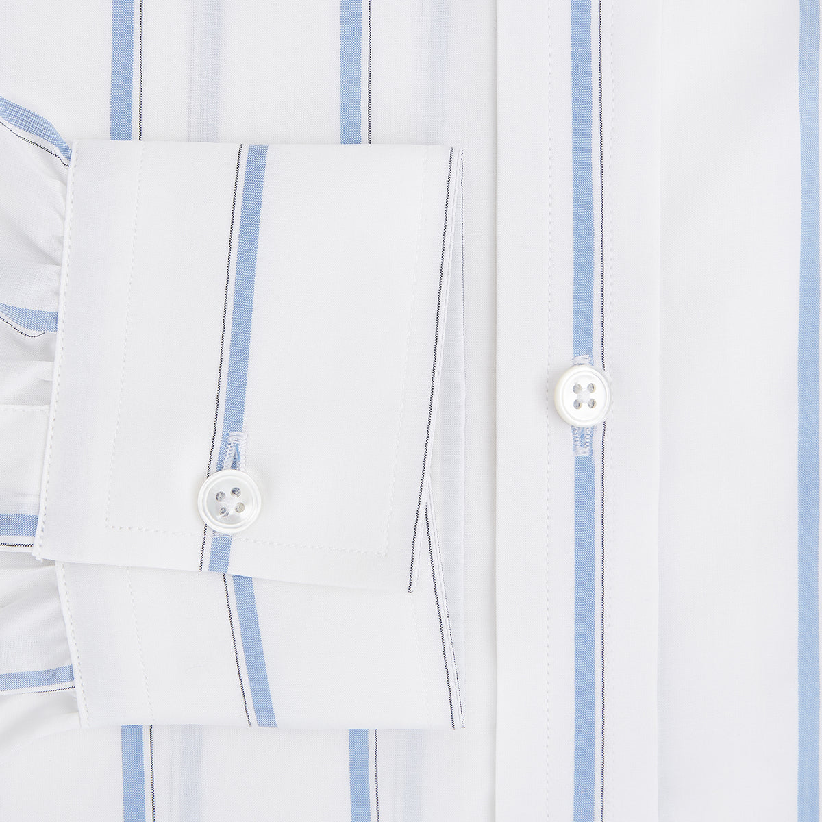 View 4 of product Track Striped Blue on White Weekend Fit Shirt in Cotton