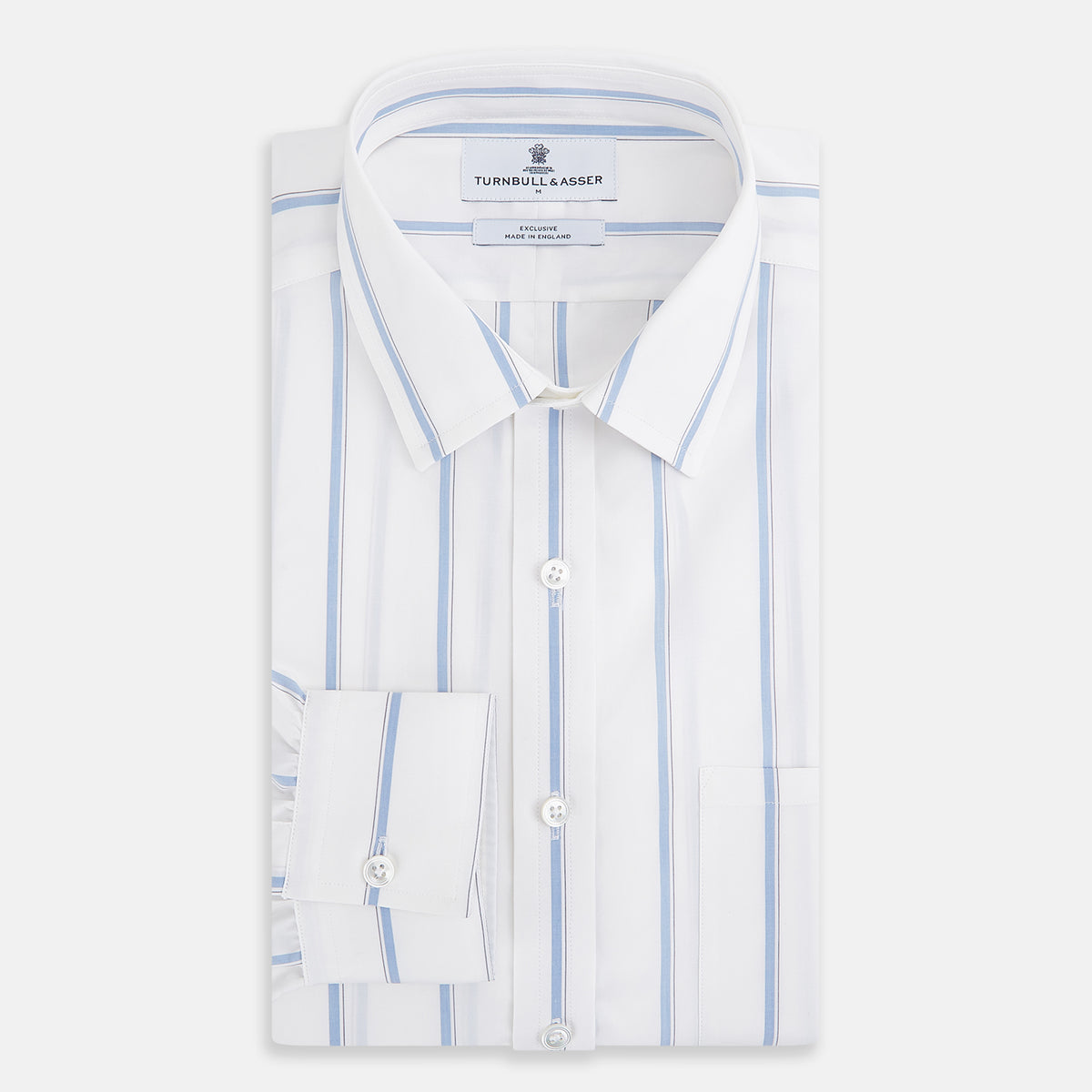 View 5 of product Track Striped Blue on White Weekend Fit Shirt in Cotton