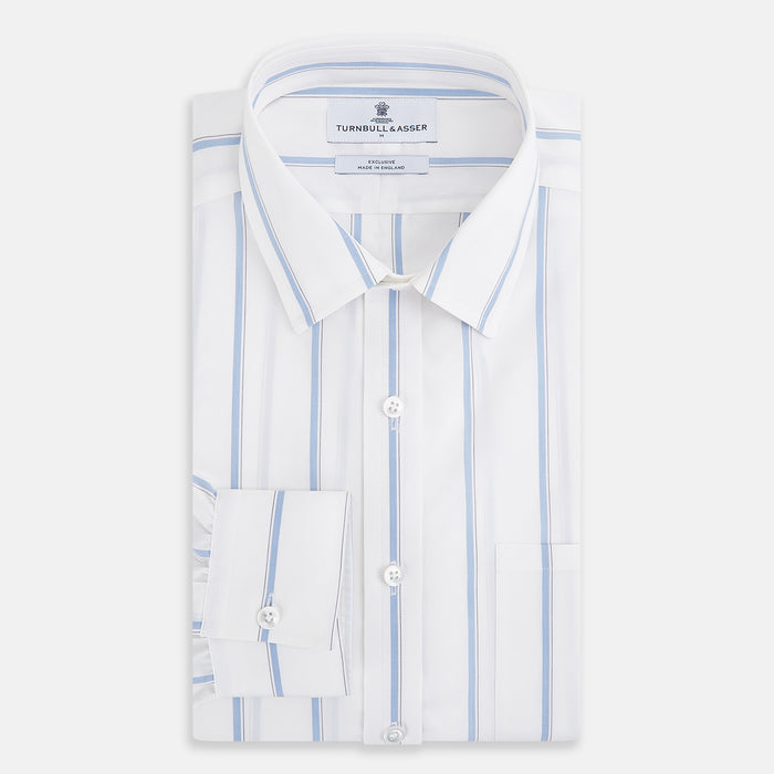 SHIRTS WF DERBY COLLAR 1BC 1PKT WHT/BLUE MUTLI STR Image 4