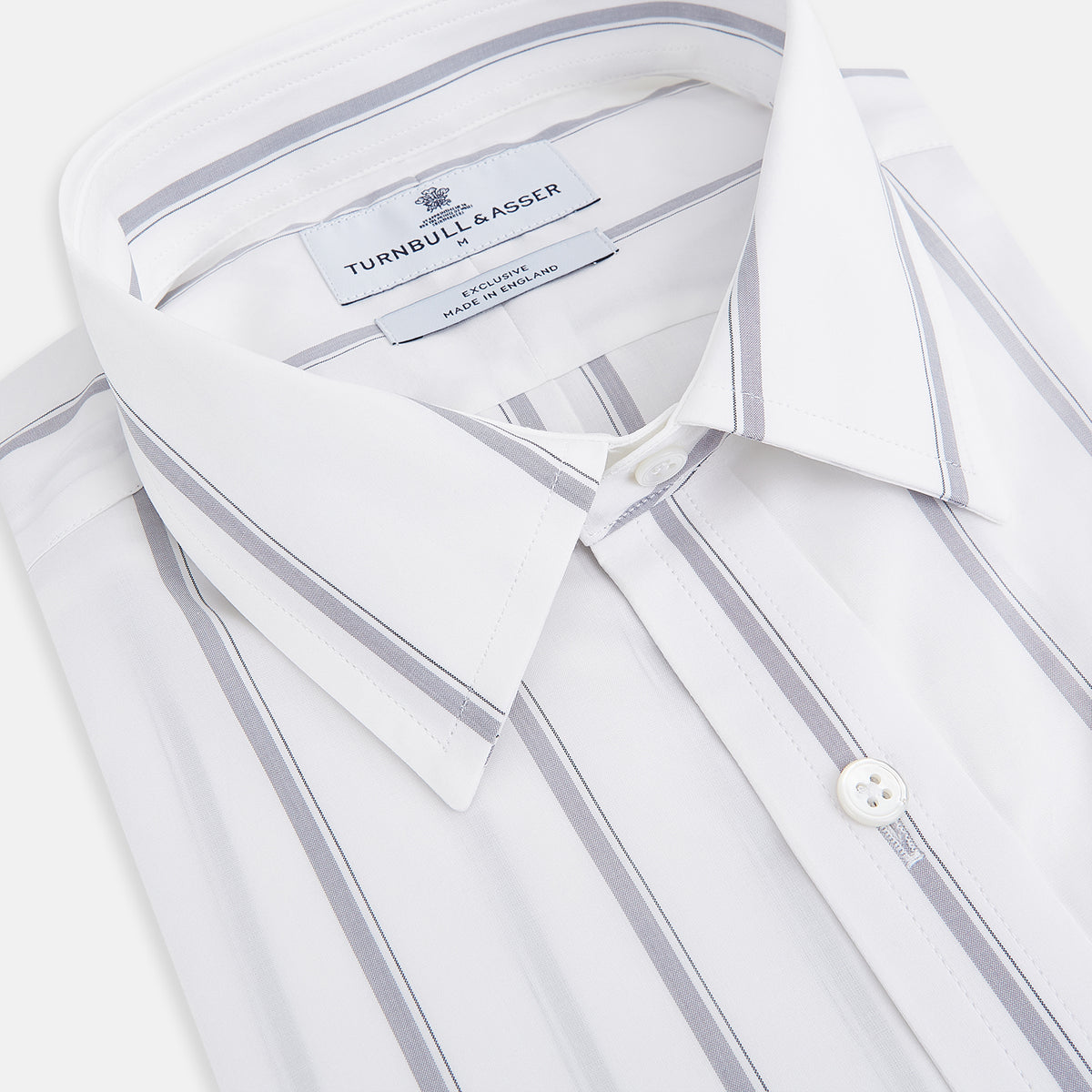 View 2 of product Track Striped Grey on White Weekend Fit Shirt in Cotton