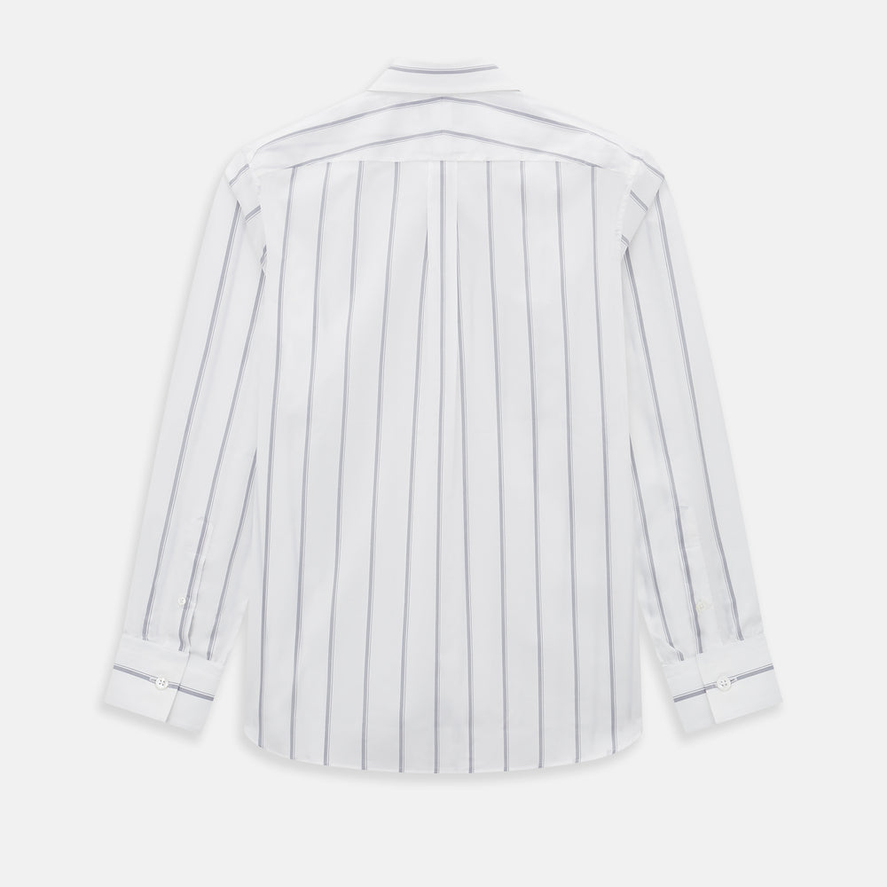 Track Striped Grey on White Weekend Fit Shirt in Cotton