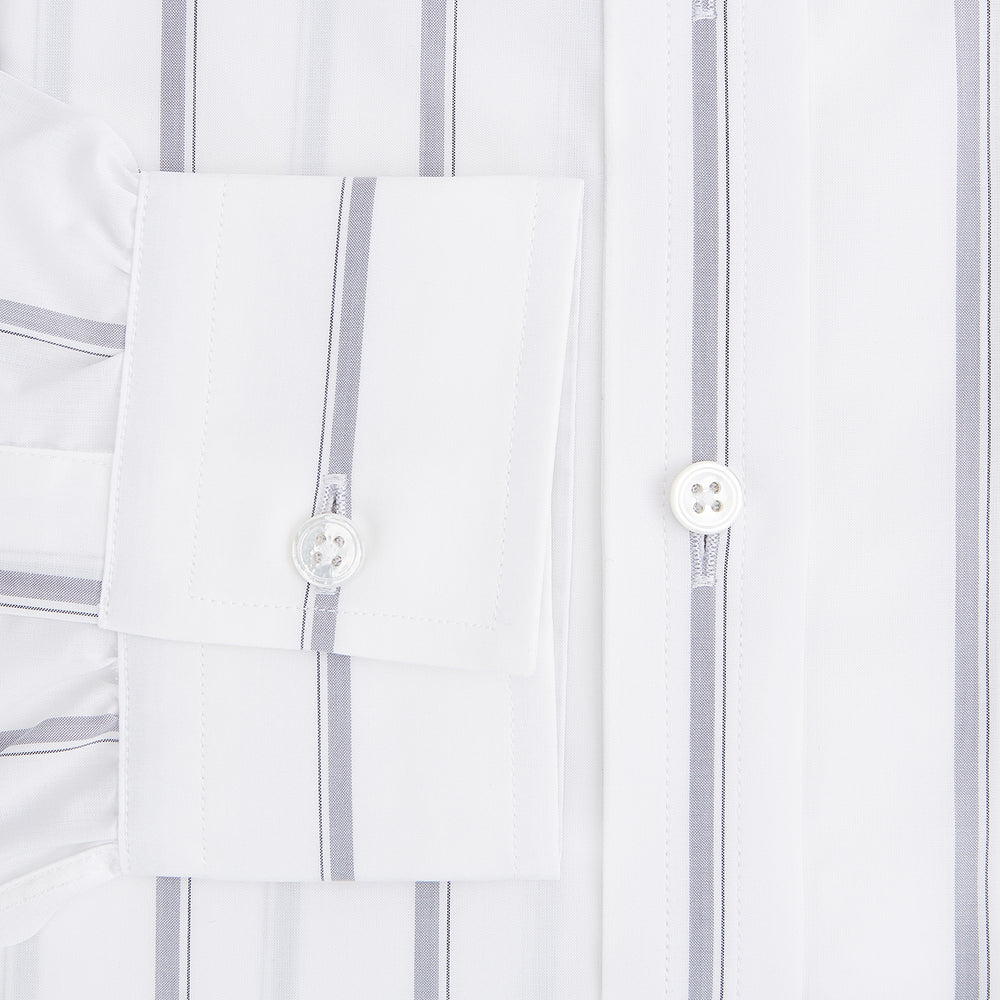 Track Striped Grey on White Weekend Fit Shirt in Cotton