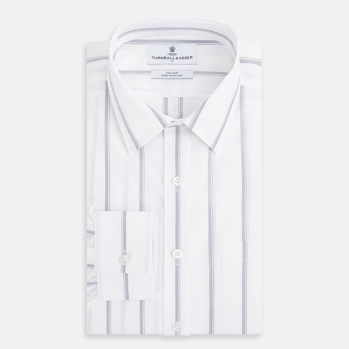 View 5 of product Track Striped Grey on White Weekend Fit Shirt in Cotton