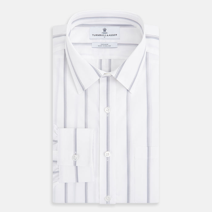 SHIRTS WF DERBY COLLAR 1BC 1PKT WHTE/GRAY MLTI STR Image 4