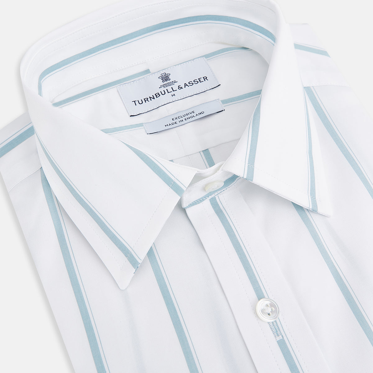 View 2 of product Track Striped Sage on White Weekend Fit Shirt in Cotton