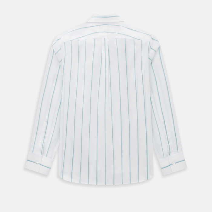 SHIRTS WF DERBY COLLAR 1BC 1PKT WHITE/SAGE STRIPE Image 2