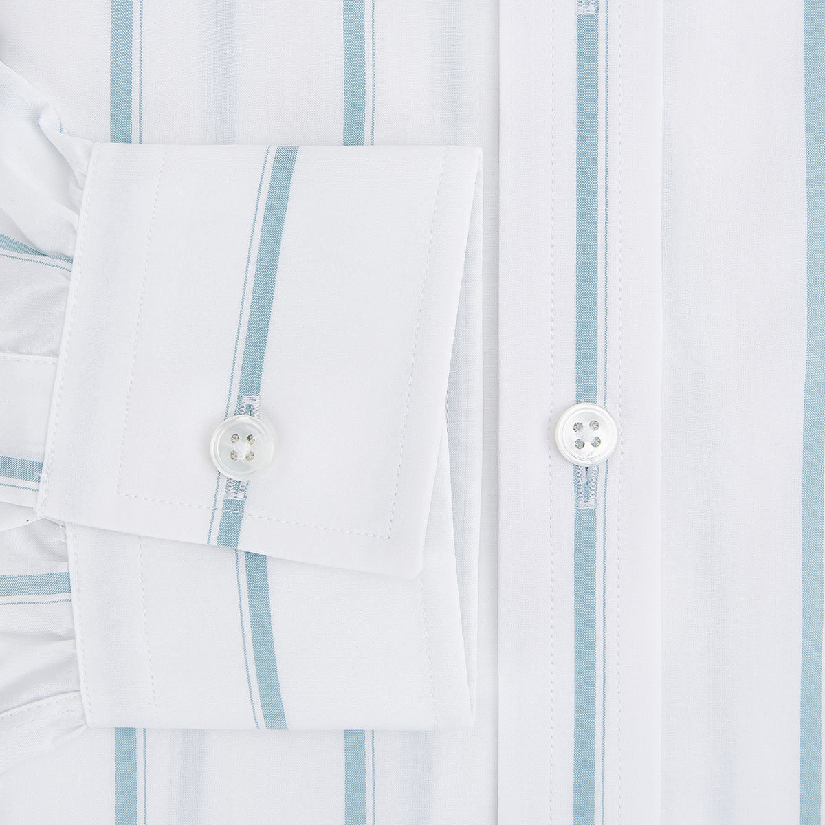 View 4 of product Track Striped Sage on White Weekend Fit Shirt in Cotton