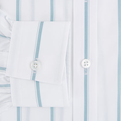 Track Striped Blue on White Weekend Fit Shirt in Cotton Image 3