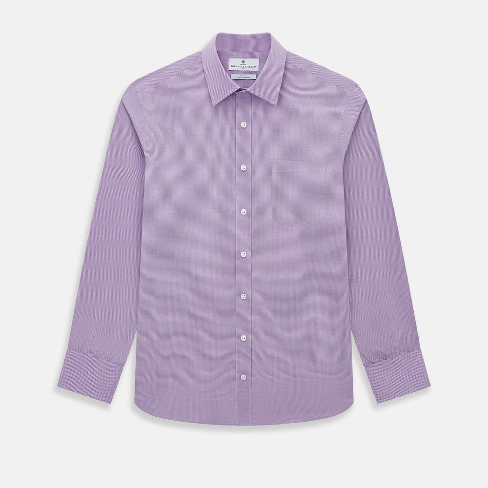 Fine Checked Baby Pink Weekend Fit Shirt in Cotton