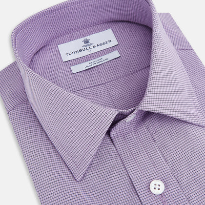 Fine Checked Baby Pink Weekend Fit Shirt in Cotton Image 1