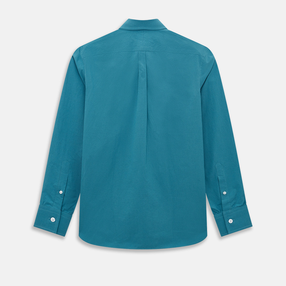 View 3 of product Fine Checked Turquoise Blue Weekend Fit Shirt in Cotton