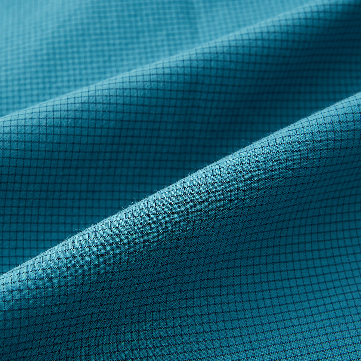 View 6 of product Fine Checked Turquoise Blue Weekend Fit Shirt in Cotton