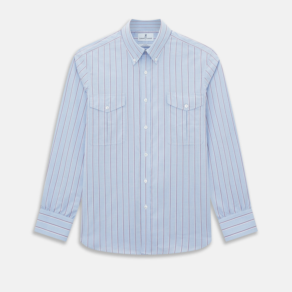 Navy and Purple Multi-Stripe Richmond Shirt XS