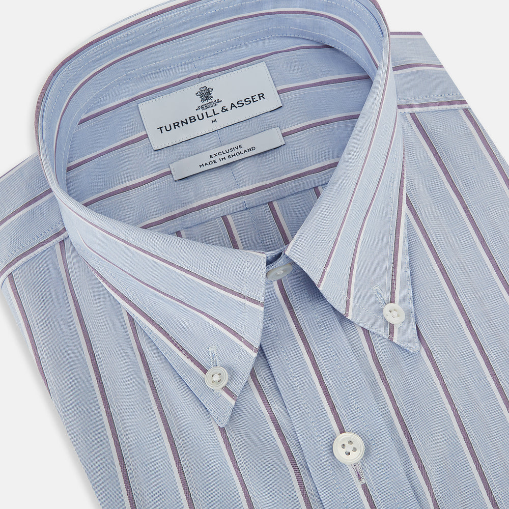 Navy and Purple Multi-Stripe Richmond Shirt XS