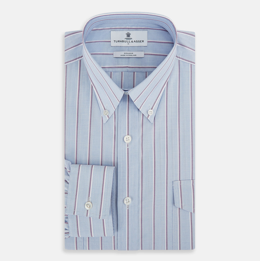 Navy and Purple Multi-Stripe Richmond Shirt XS