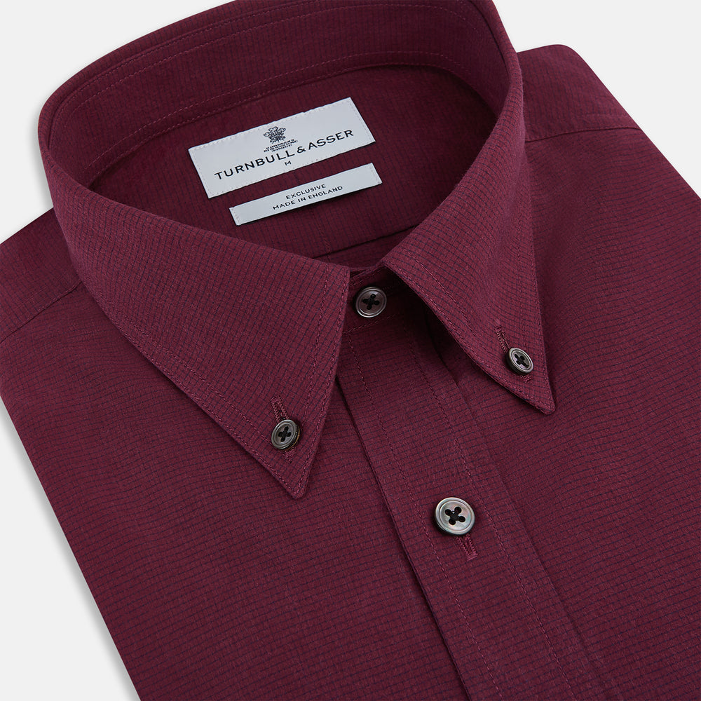 Wine Pin Check Richmond Shirt XXL