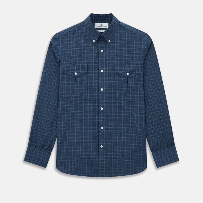 Indigo Tonal Windowpane Richmond Shirt