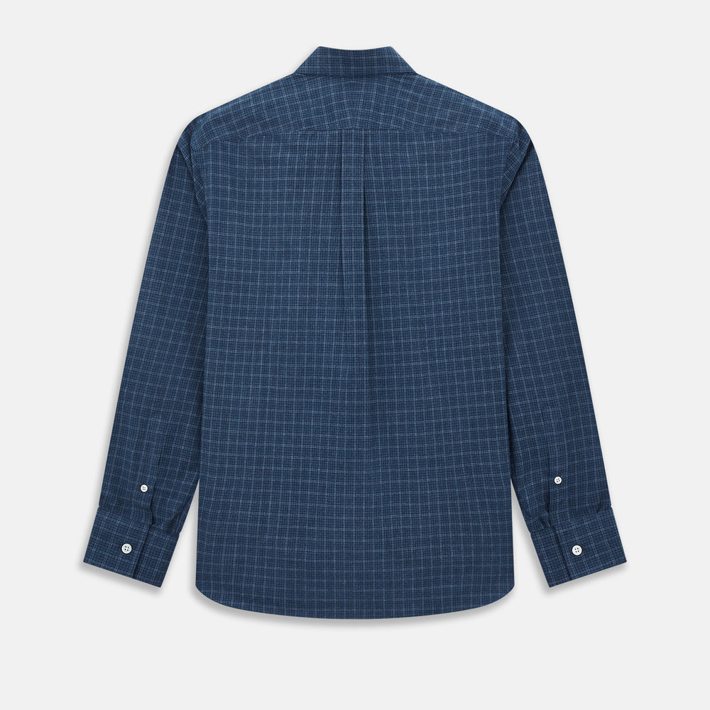Indigo Tonal Windowpane Richmond Shirt XS