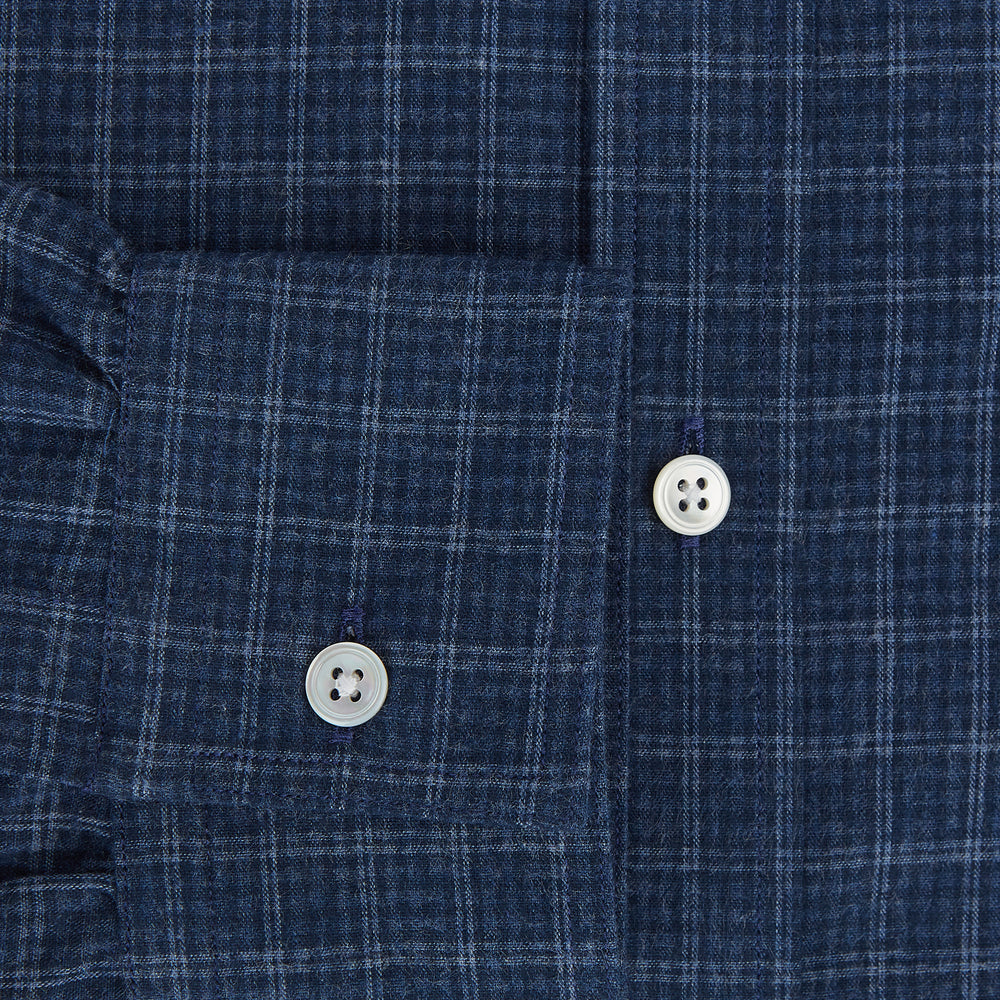 Indigo Tonal Windowpane Richmond Shirt XS