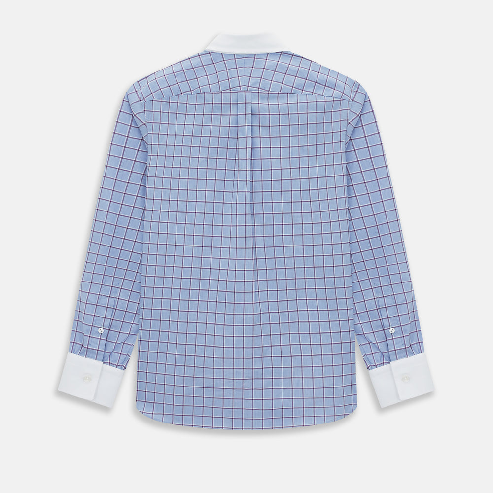 Blue and Purple Windowpane Check Richmond Shirt with Contrast Collar & Cuffs XXL