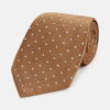 View 1 of product Camel and White Small Spot Herringbone Silk Tie