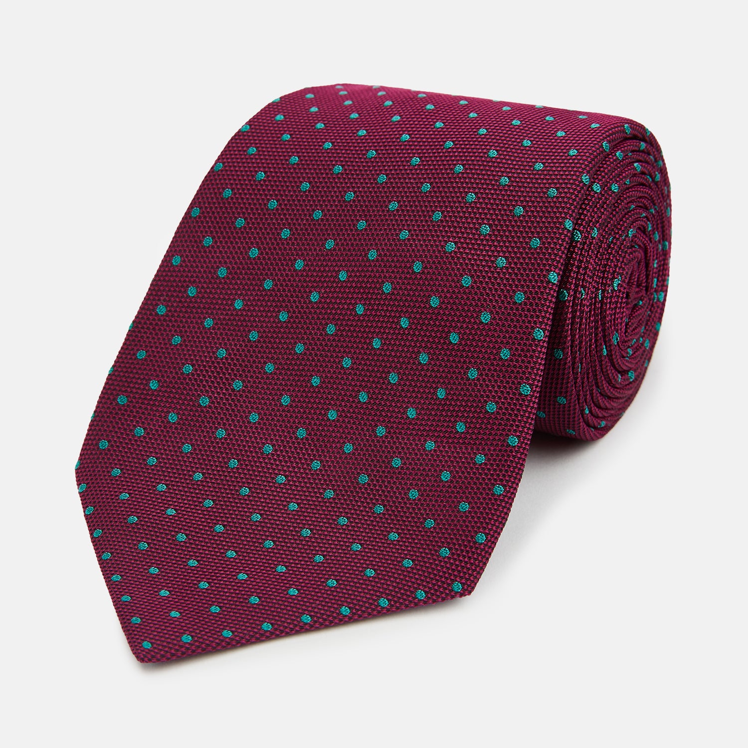 View 1 of product Green and Magenta Micro Dot Silk Tie