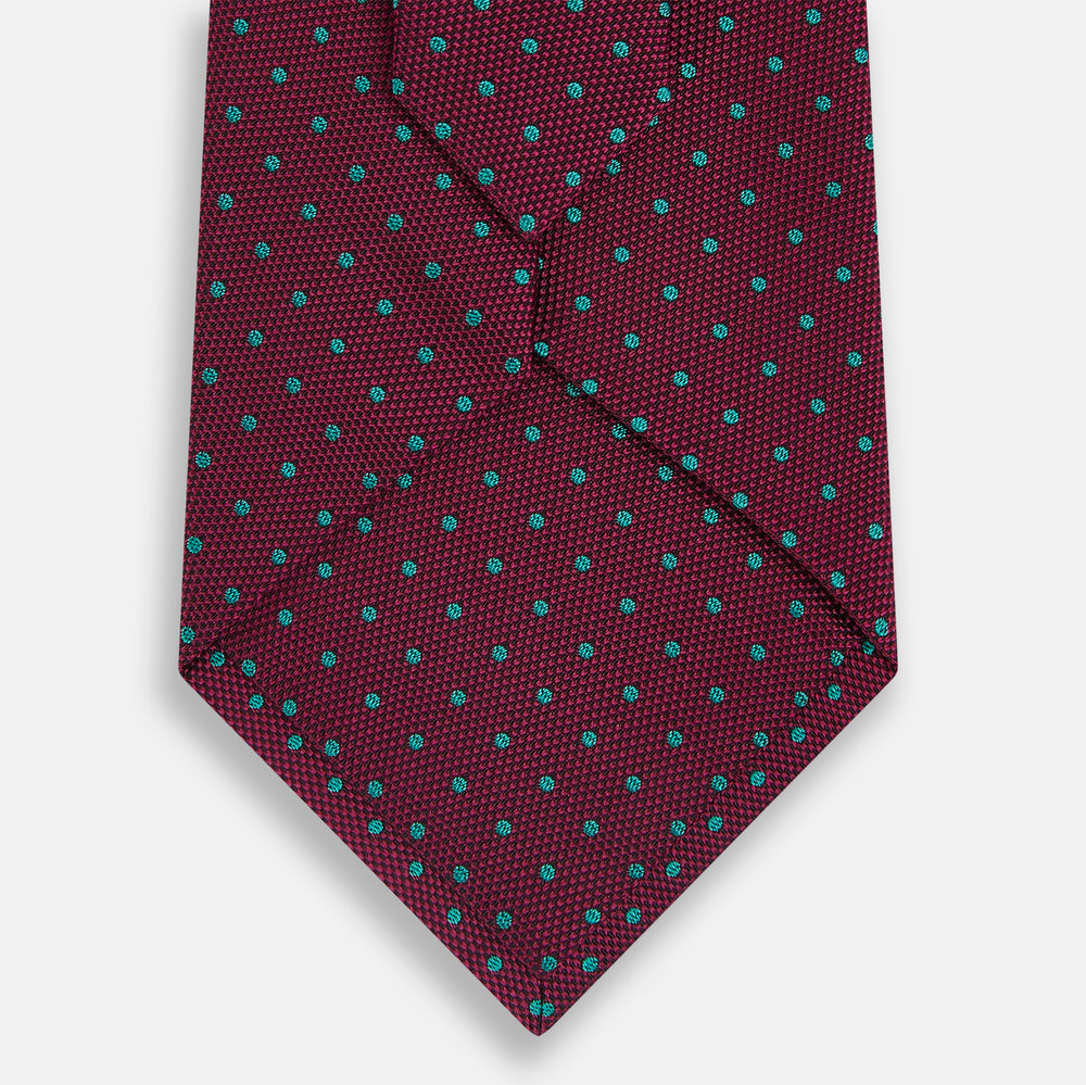 Green and Magenta Micro Dot Silk Tie