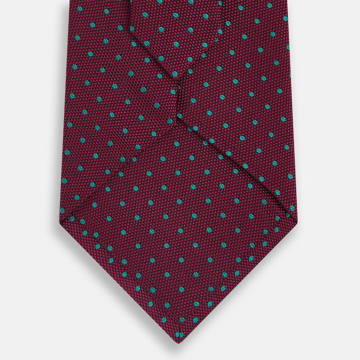 Green and Magenta Micro Dot Silk Tie Image 2