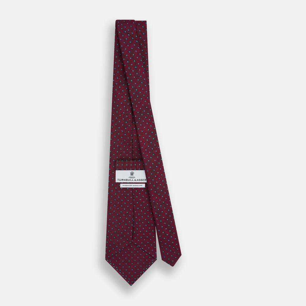 Green and Magenta Micro Dot Silk Tie