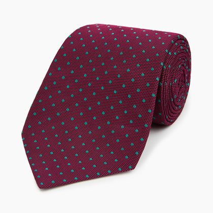 Green and Magenta Micro Dot Silk Tie Image 4