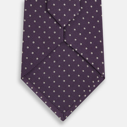 Lilac and Purple Micro Dot Silk Tie Image 2
