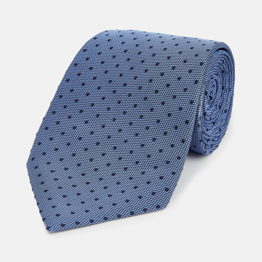 Navy and Blue Micro Dot Silk Tie