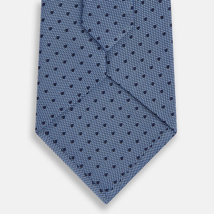 Navy and Blue Micro Dot Silk Tie Image 2