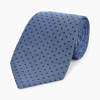 Navy and Blue Micro Dot Silk Tie Image 4