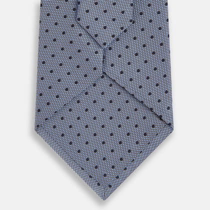 Navy and Pale Blue Micro Dot Silk Tie Image 2