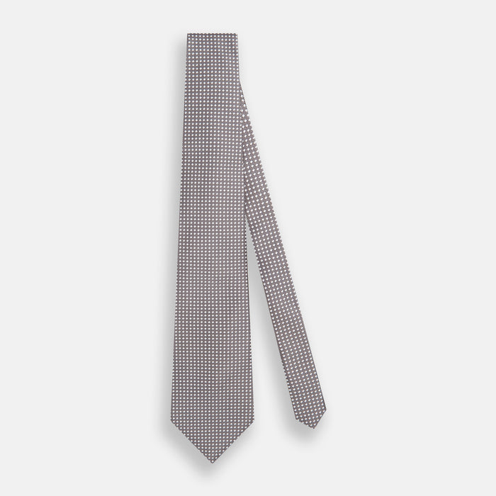 Grey and White Diamond Silk Tie Image 1