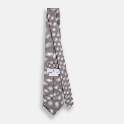 Grey and White Diamond Silk Tie Image 3