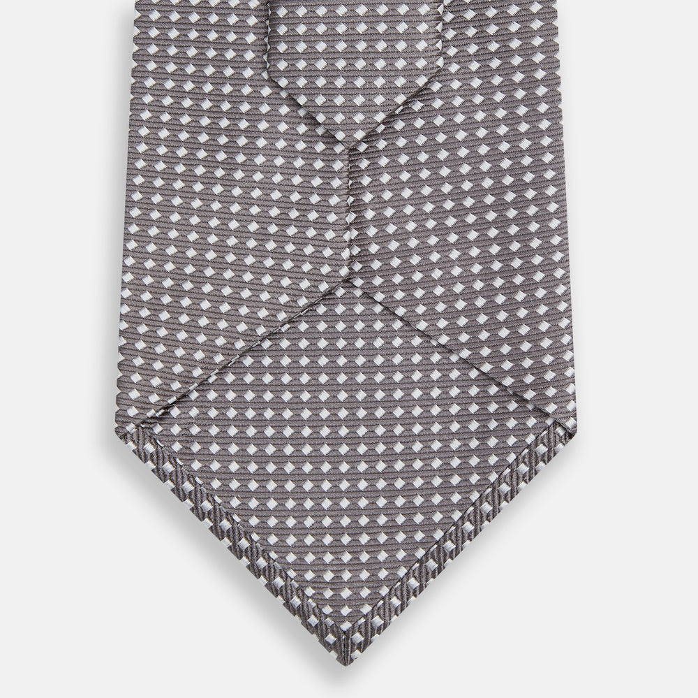 Grey and White Diamond Silk Tie