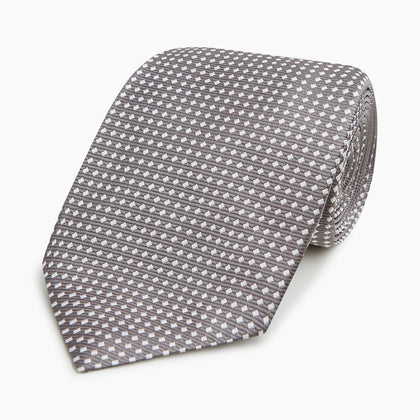 Grey and White Diamond Silk Tie Image 4