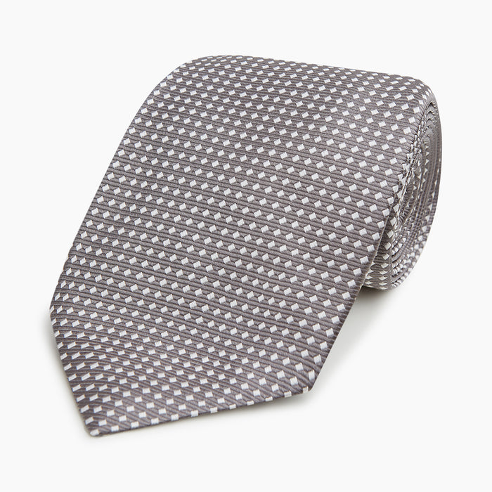 Grey and White Diamond Silk Tie Image 4