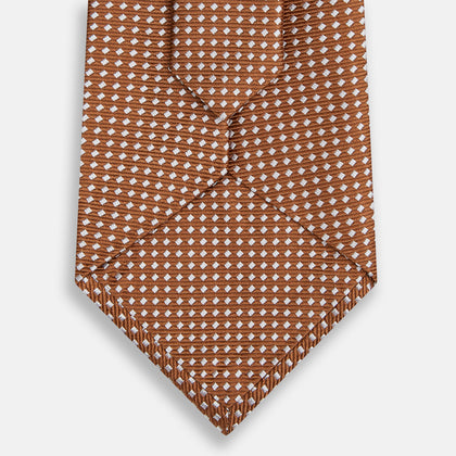 Brown and White Diamond Silk Tie Image 2