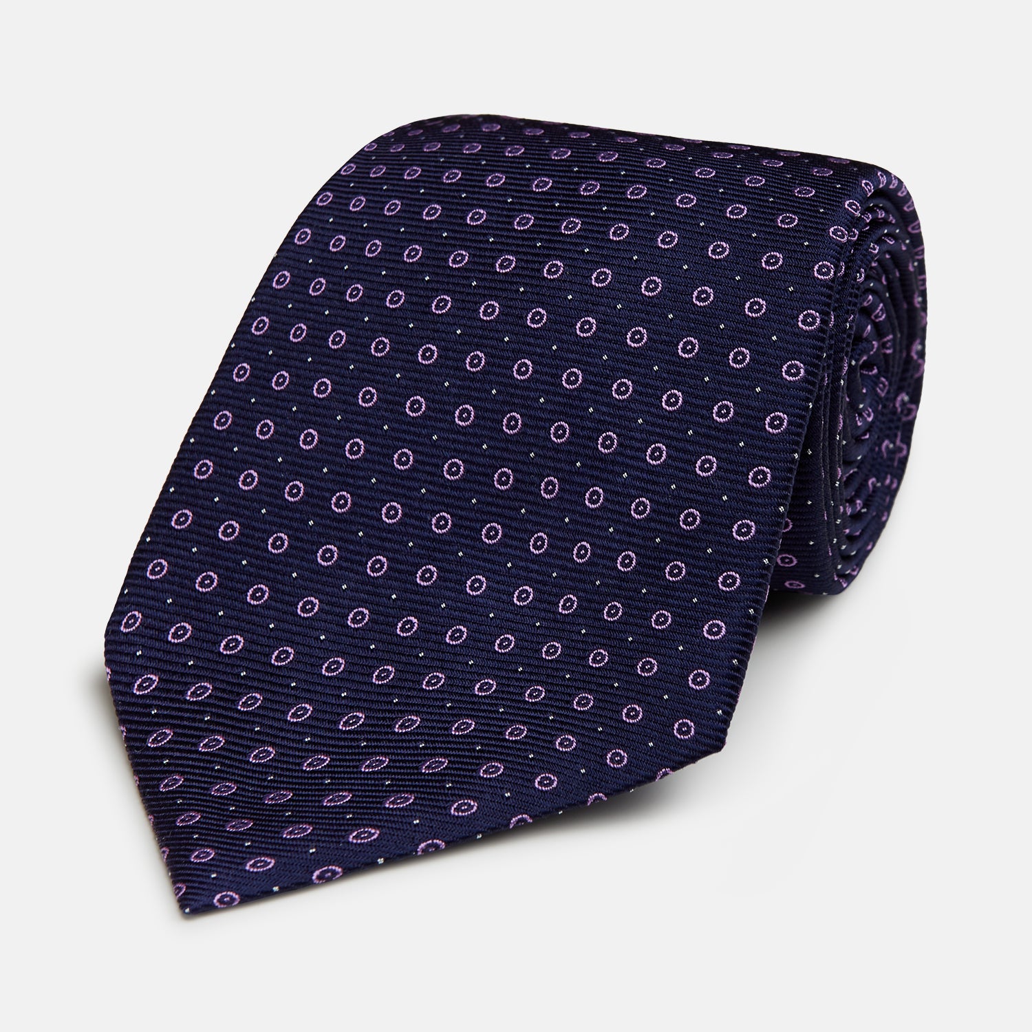 View 1 of product Navy and Lilac Circle Silk Tie