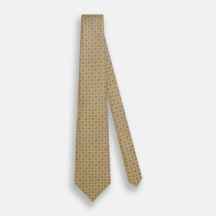 Blue and Gold Multi Dot Silk Tie Image 1