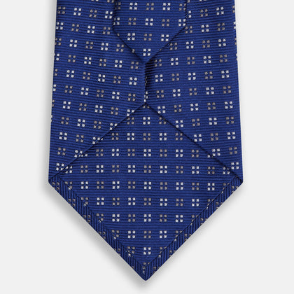 Blue and Brown Multi Dot Silk Tie Image 2